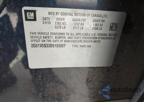 2013 Cadillac Xts Platinum z USA, uszkodzony, nr VIN 2G61V5S33D9193057